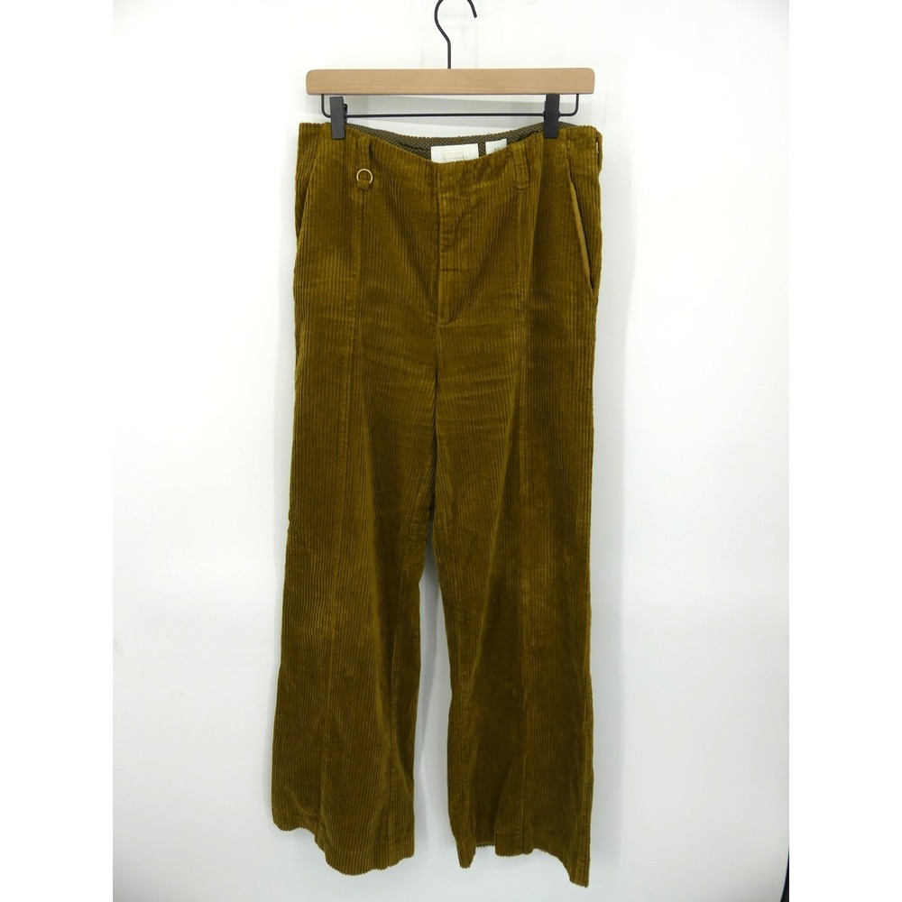 Corduroy Wide-Leg Pants in Olive Green